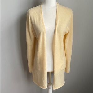 Garnet Hill Soft Yellow Cashmere Open Front Cardigan Size Small